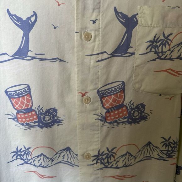 Chaps Men's Button-Up Shirt Tropical Print Short Sleeve XL Cotton Blend Resort - Picture 5 of 7